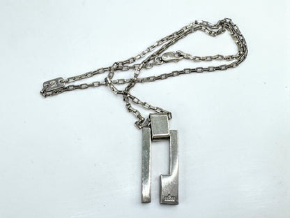 Vintage Gucci sterling silver geometric G pendant chain necklace 17.5in JR1900