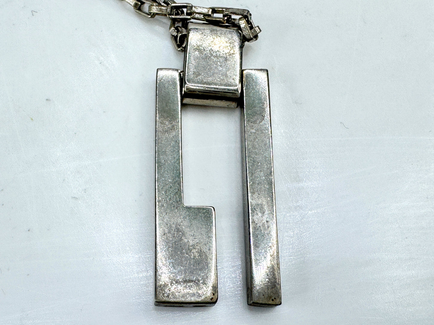 Vintage Gucci sterling silver geometric G pendant chain necklace 17.5in JR1900