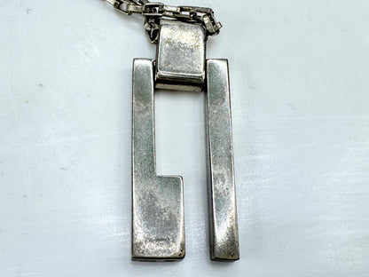 Vintage Gucci sterling silver geometric G pendant chain necklace 17.5in JR1900