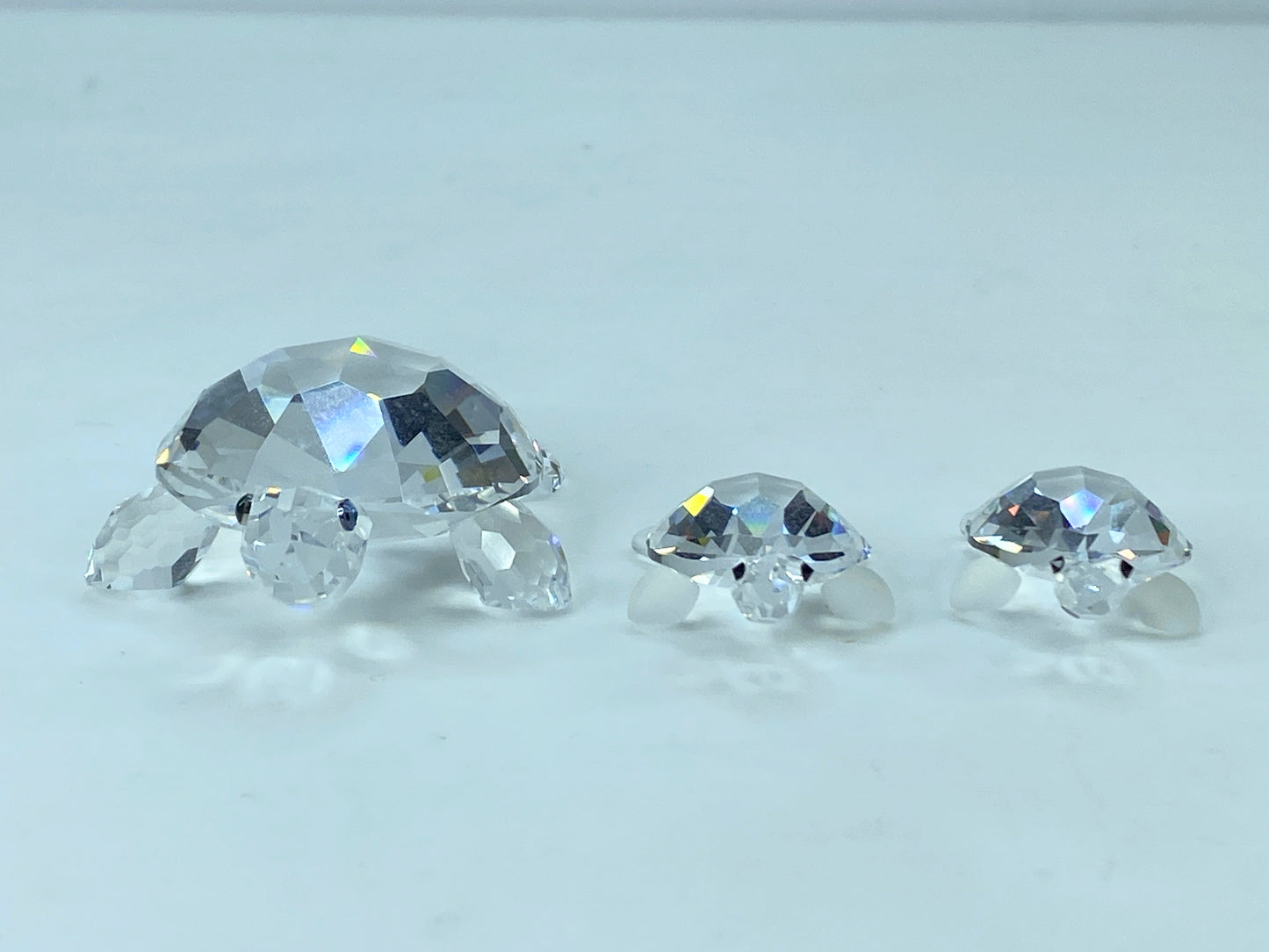 Swarovski Crystal Mom & baby Turtles (3) figurines COA Mirror S120