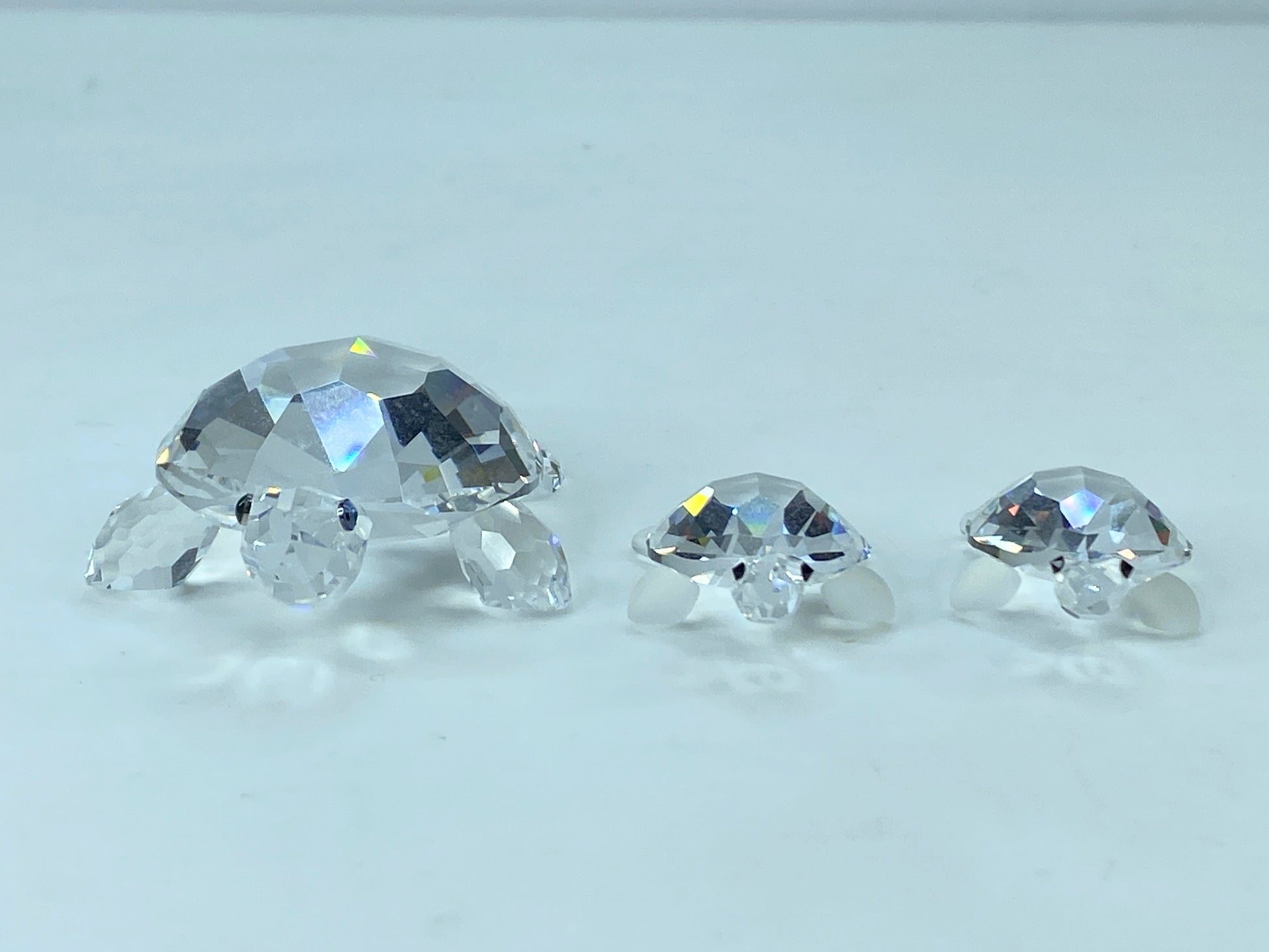 Swarovski Crystal Mom & baby Turtles (3) figurines COA Mirror S120