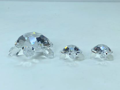 Swarovski Crystal Mom & baby Turtles (3) figurines COA Mirror S120