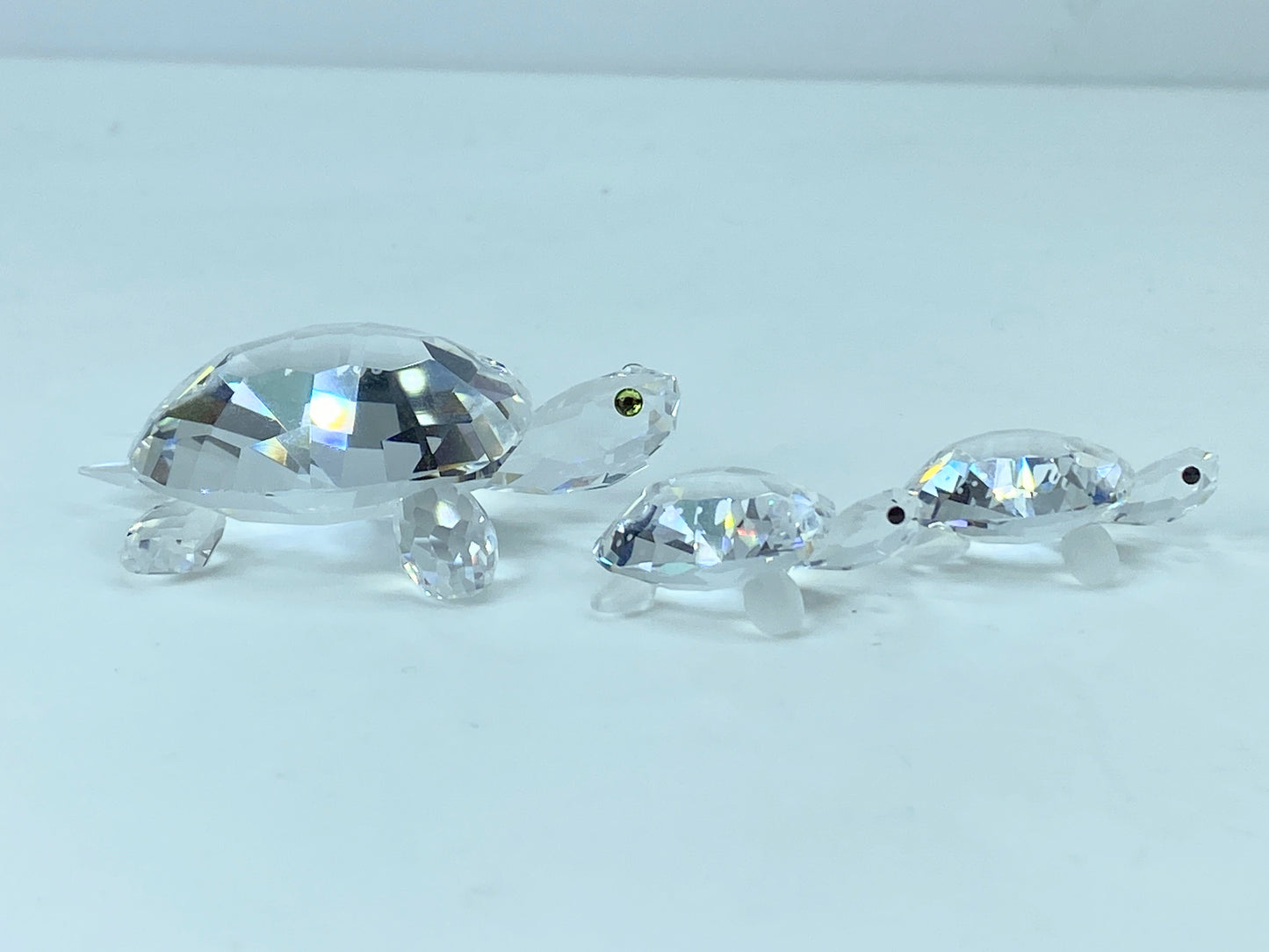 Swarovski Crystal Mom & baby Turtles (3) figurines COA Mirror S120