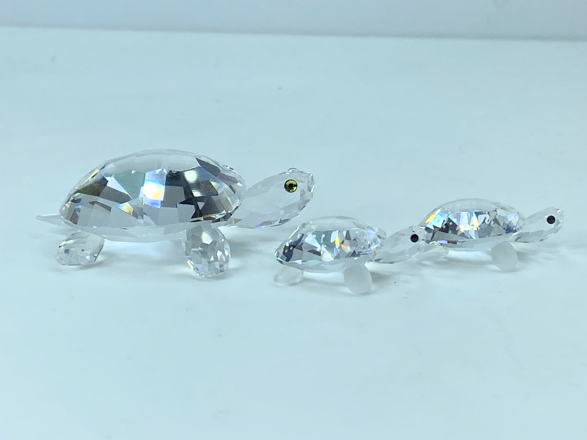 Swarovski Crystal Mom & baby Turtles (3) figurines COA Mirror S120
