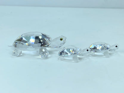 Swarovski Crystal Mom & baby Turtles (3) figurines COA Mirror S120