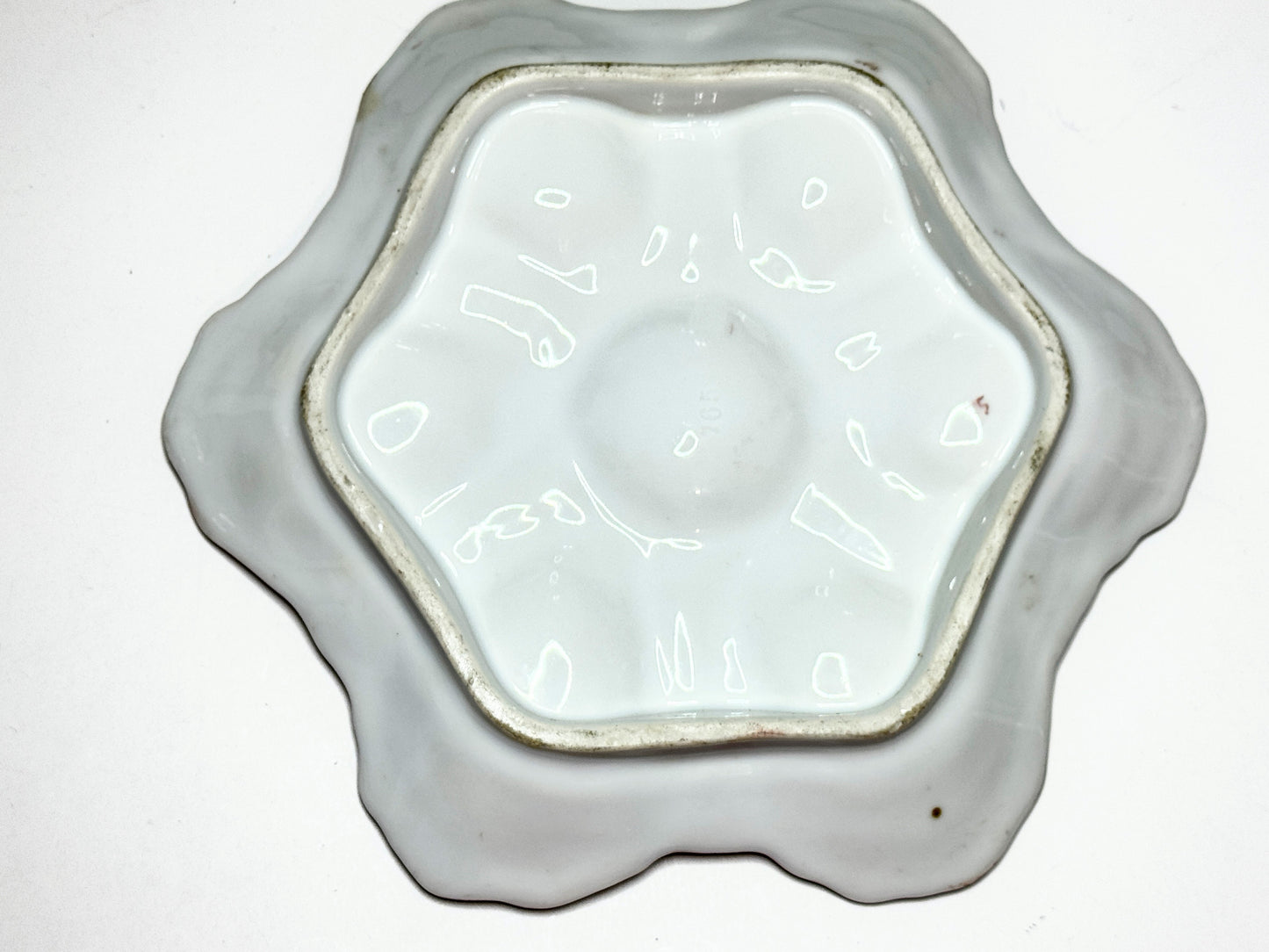 Antique French Oyster Plate with Blush Tones, Floral Form, 8.8" A717