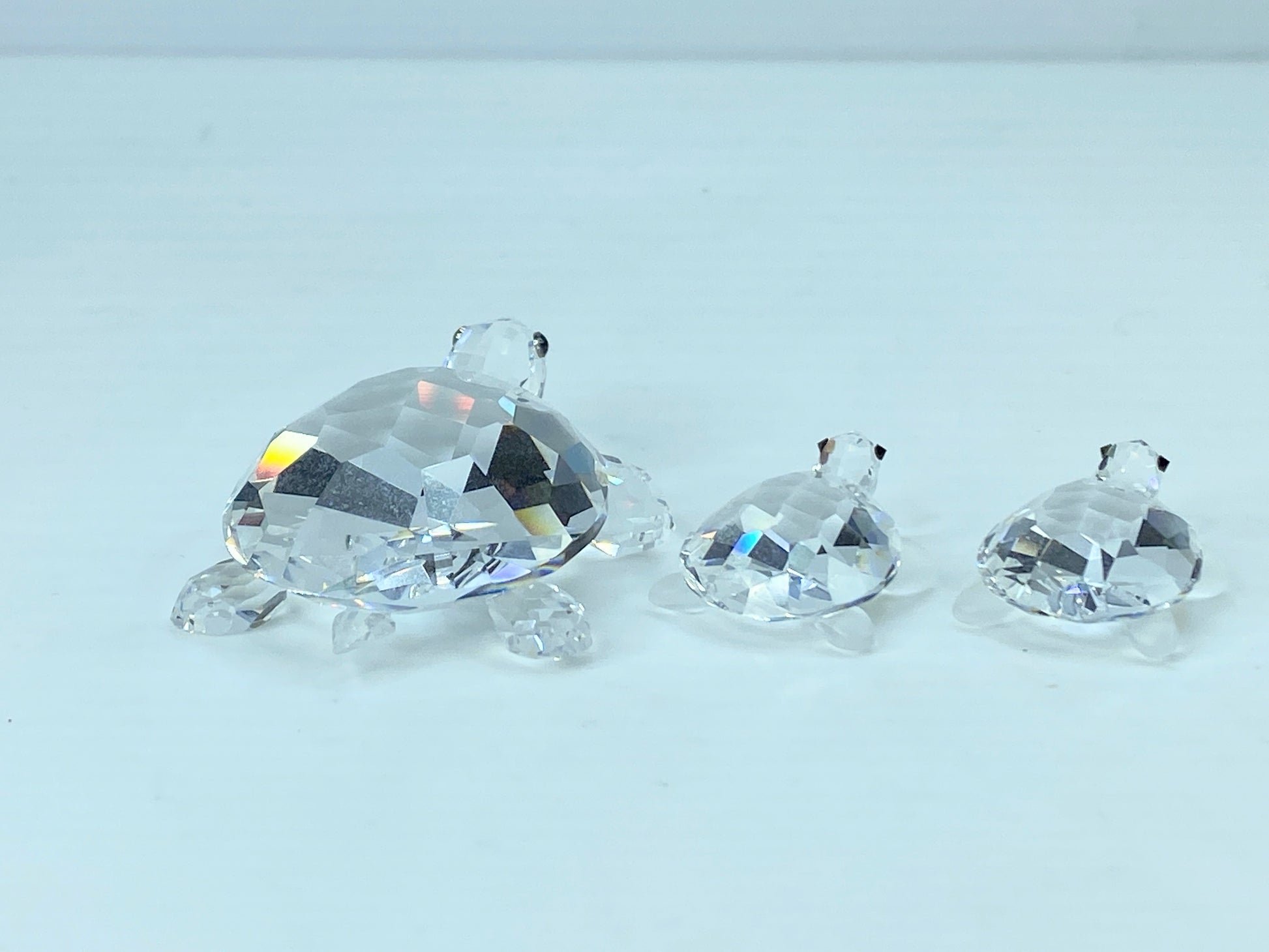 Swarovski Crystal Mom & baby Turtles (3) figurines COA Mirror S120