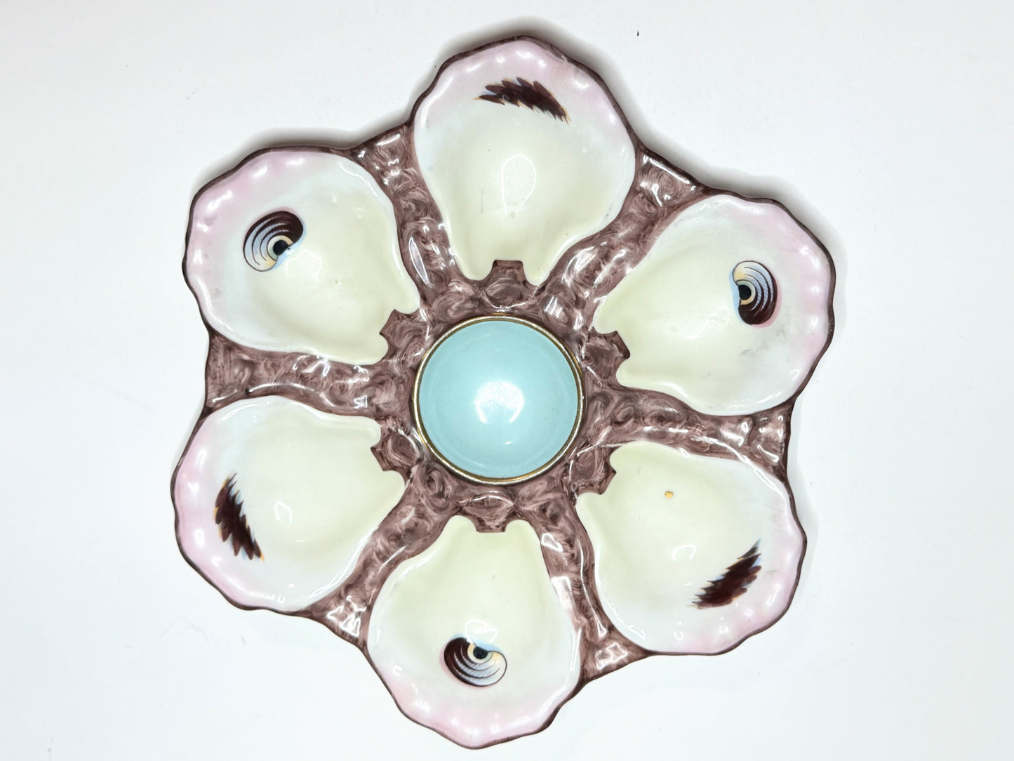 Antique French Oyster Plate, Soft Pastel Bloom Design, 8.8" Beauty A718