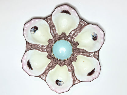 Antique French Oyster Plate, Soft Pastel Bloom Design, 8.8" Beauty A718