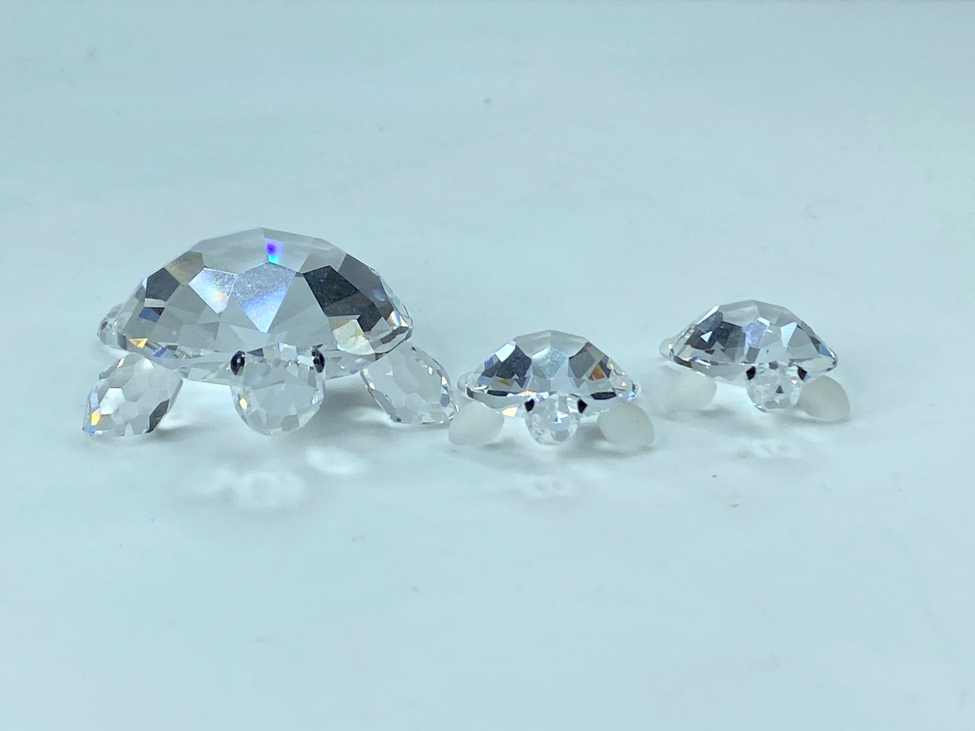Swarovski Crystal Mom & baby Turtles (3) figurines COA Mirror S120