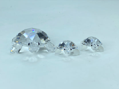 Swarovski Crystal Mom & baby Turtles (3) figurines COA Mirror S120