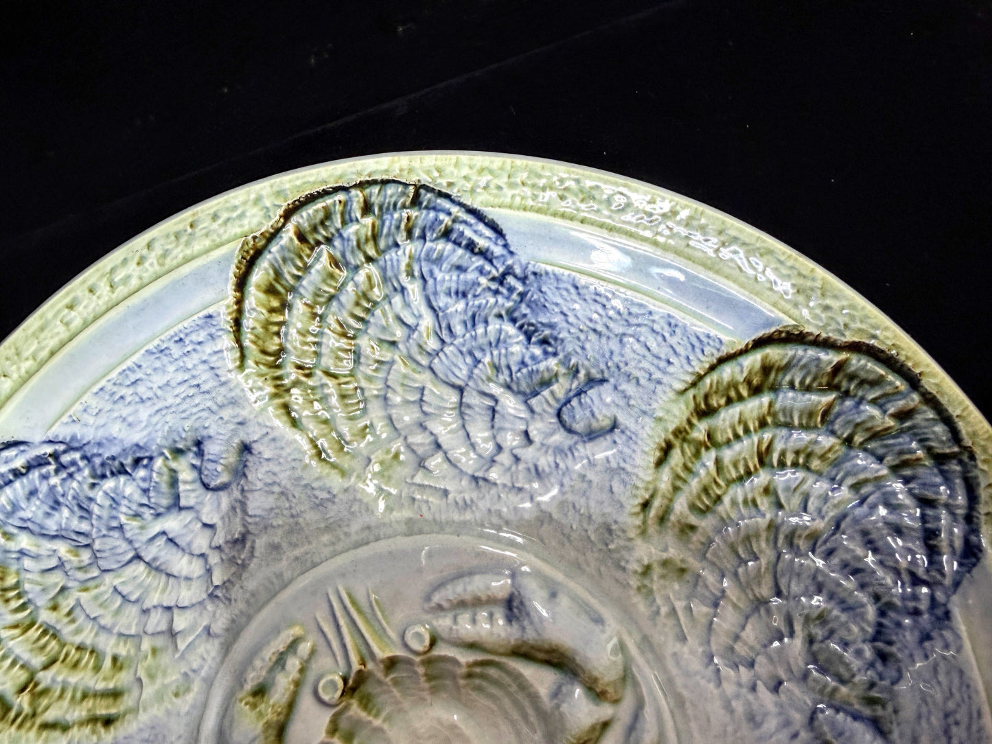Mind-century Sarreguemines France Majolica Oyster Plate 10" Mint A1099