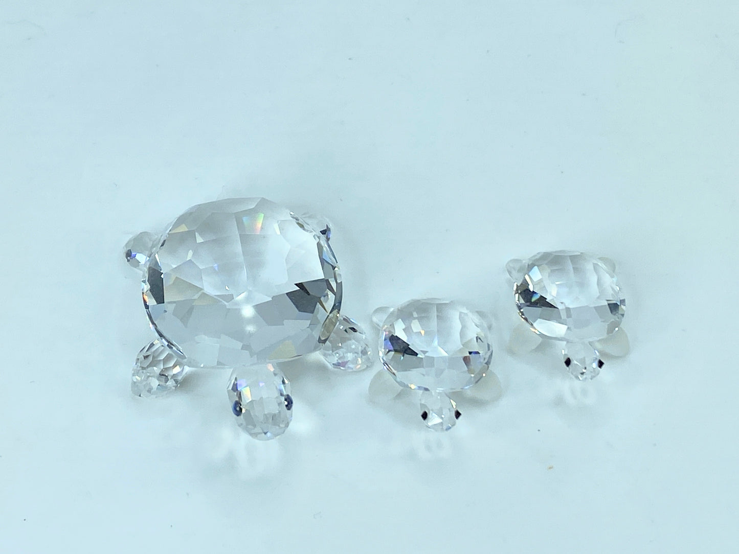 Swarovski Crystal Mom & baby Turtles (3) figurines COA Mirror S120
