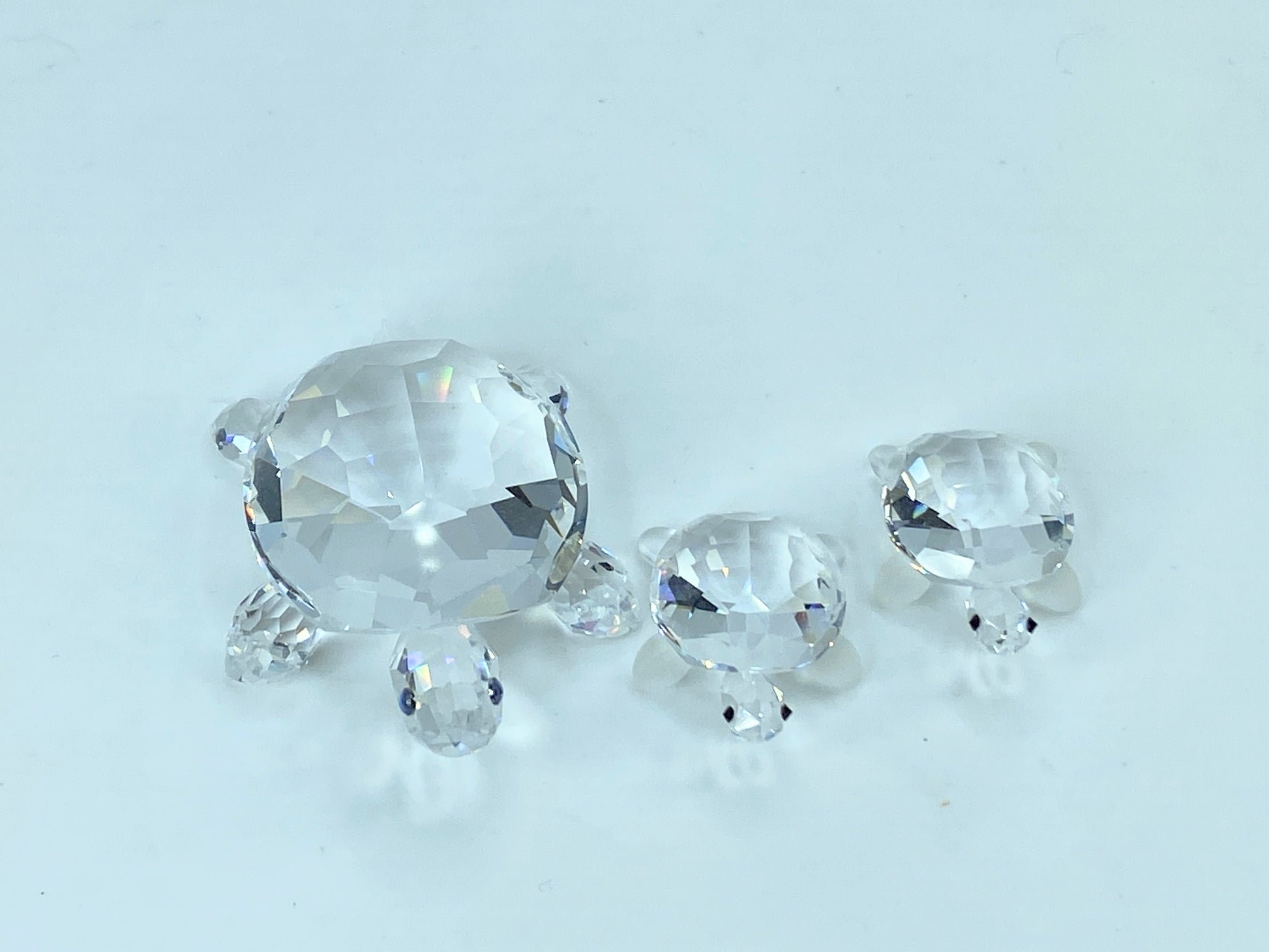Swarovski Crystal Mom & baby Turtles (3) figurines COA Mirror S120