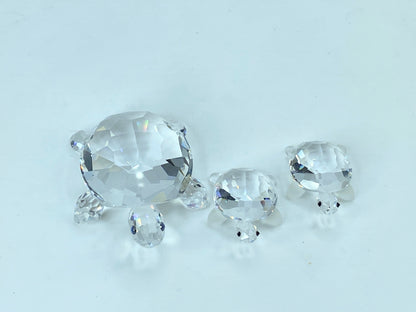 Swarovski Crystal Mom & baby Turtles (3) figurines COA Mirror S120
