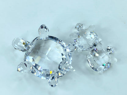 Swarovski Crystal Mom & baby Turtles (3) figurines COA Mirror S120