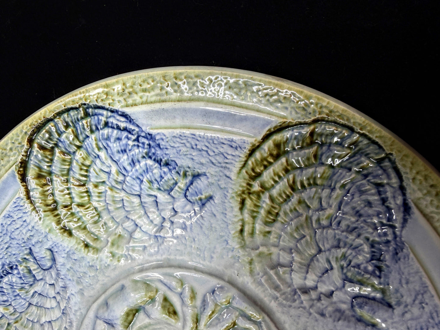 Mind-century Sarreguemines France Majolica Oyster Plate 10" Mint A1099
