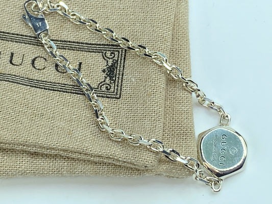 Gucci Women's Trademark Charm Bracelet in Sterling Silver w/bag 6.5" 9.4g JR80