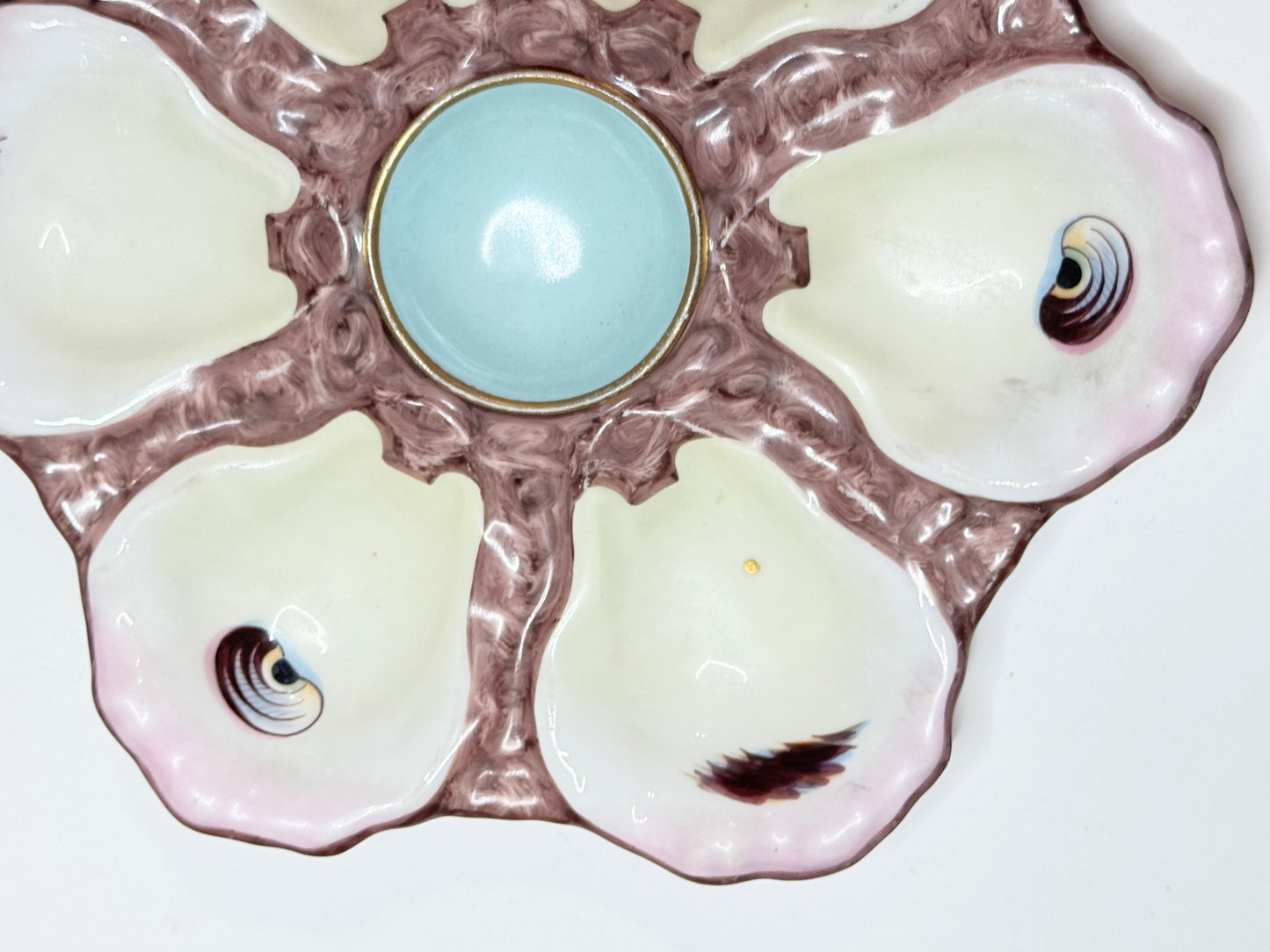 Antique French Oyster Plate, Soft Pastel Bloom Design, 8.8" Beauty A718
