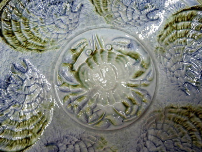 Mind-century Sarreguemines France Majolica Oyster Plate 10" Mint A1099