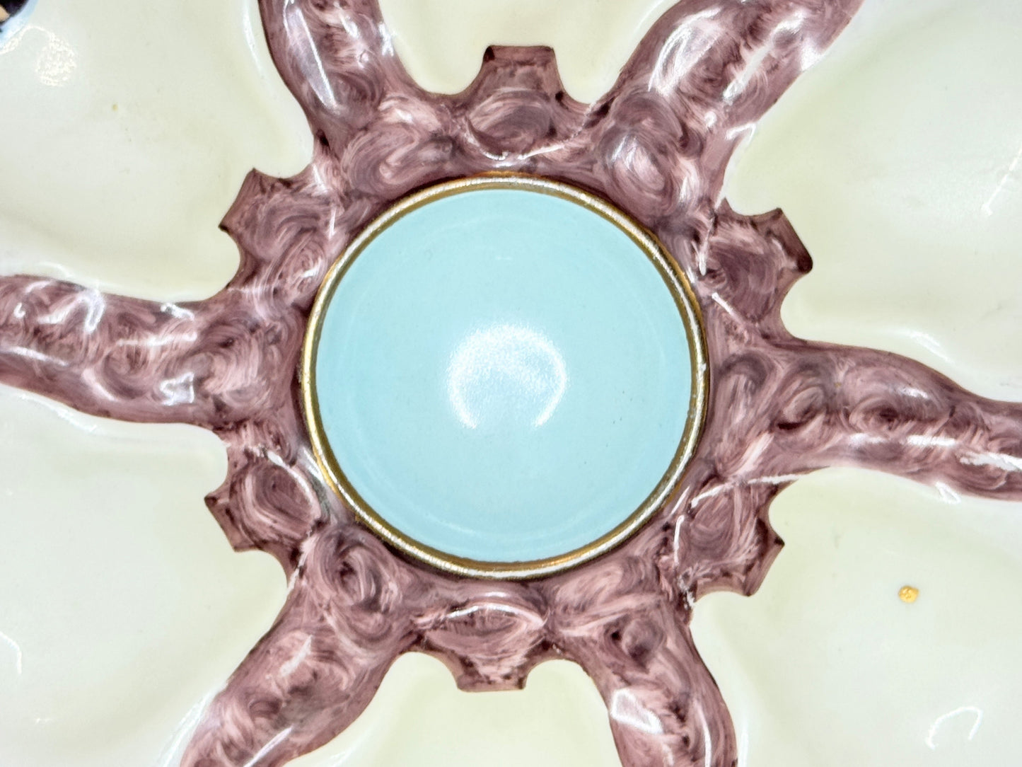 Antique French Oyster Plate, Soft Pastel Bloom Design, 8.8" Beauty A718