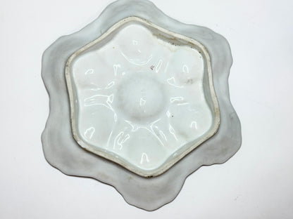 Antique French Oyster Plate, Soft Pastel Bloom Design, 8.8" Beauty A718