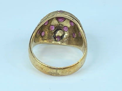 Bailey Birks 14K gold 1.5ct Ruby Dome satin finished ring 5.29g s6.25