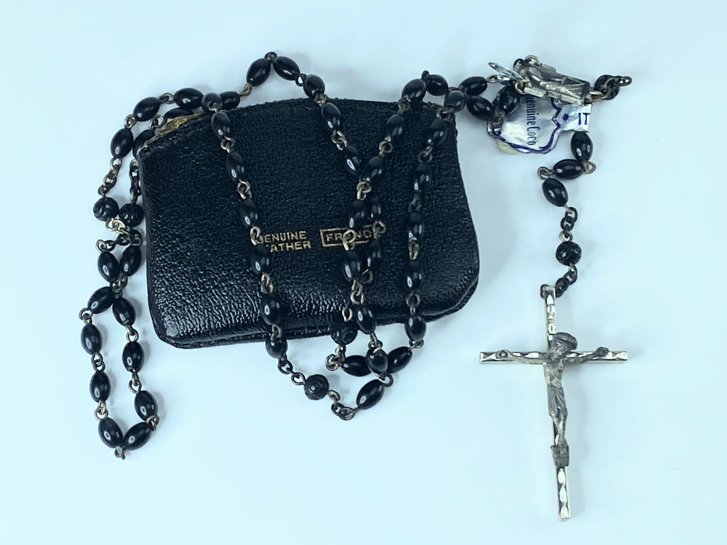 Italian Genuine COCO Rosary with leather Frano case JR8854