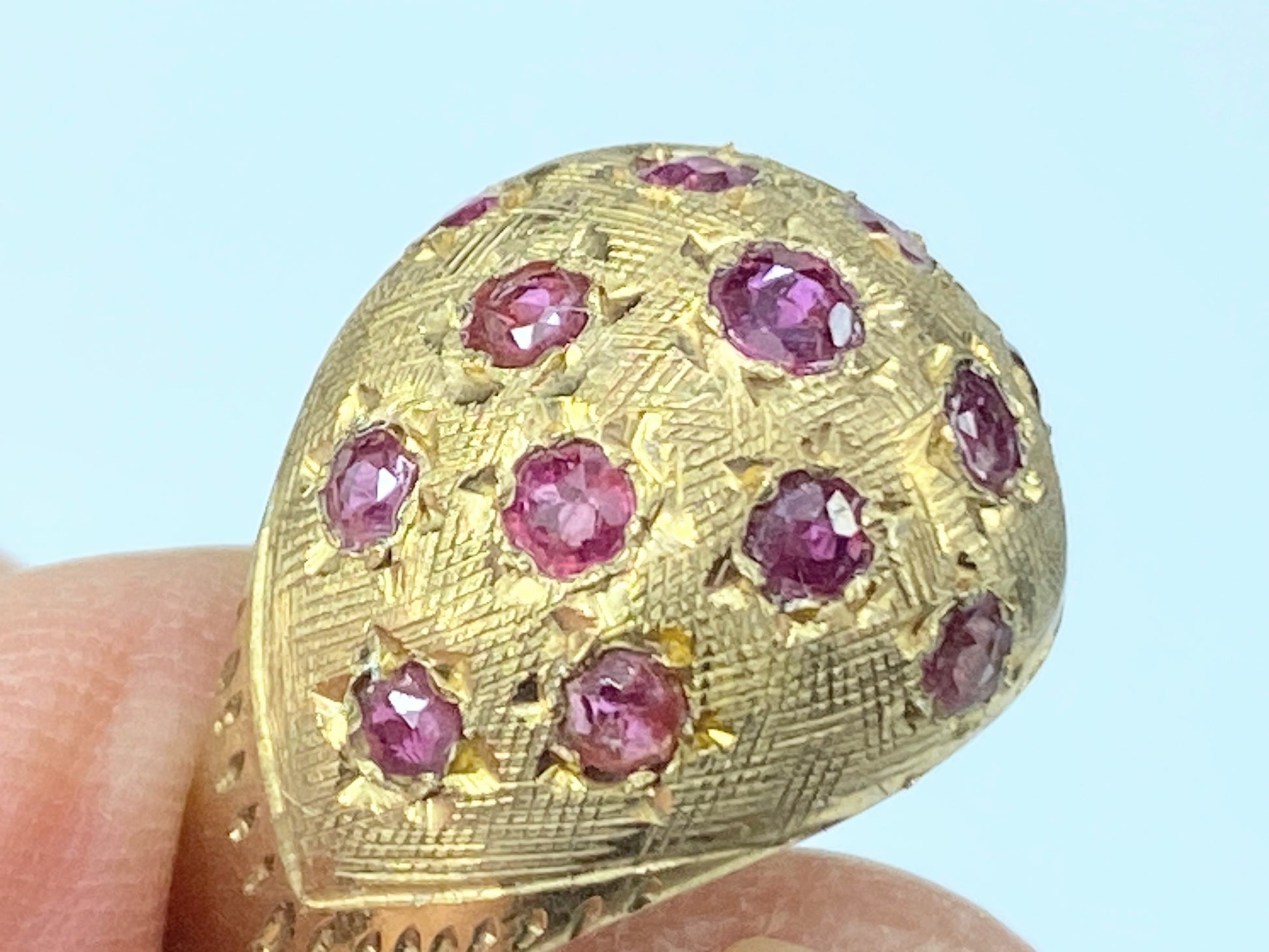 Bailey Birks 14K gold 1.5ct Ruby Dome satin finished ring 5.29g s6.25