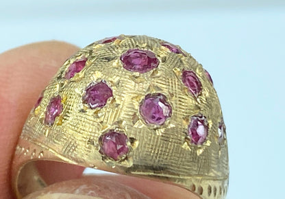 Bailey Birks 14K gold 1.5ct Ruby Dome satin finished ring 5.29g s6.25