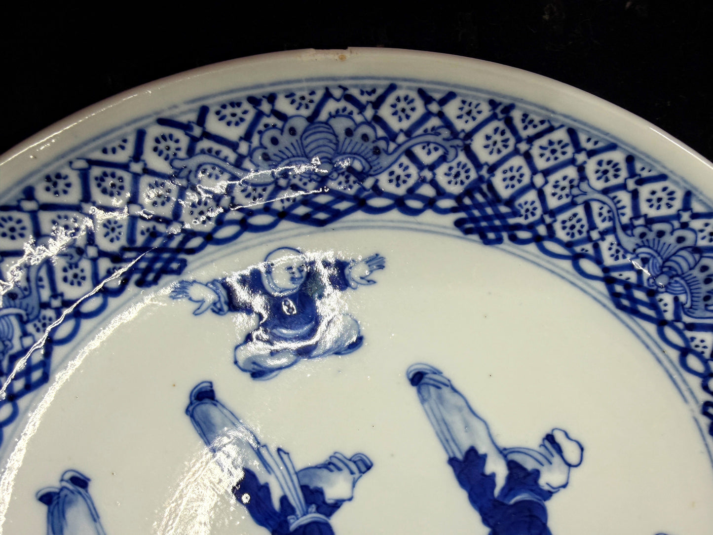 Chinese Blue White Porcelain Boys at Play Plate Early 20th C A1100