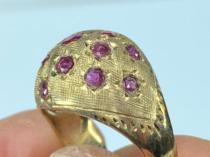 Bailey Birks 14K gold 1.5ct Ruby Dome satin finished ring 5.29g s6.25