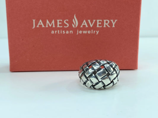 Retired James Avery Wide Woven Dome Ring Sterling Silver Size 7.5 JR584