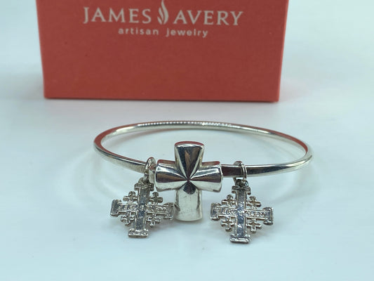 James Avery sterling St. Teresa Cross & Jerusalem Cross charms bangle 6.5" JR585