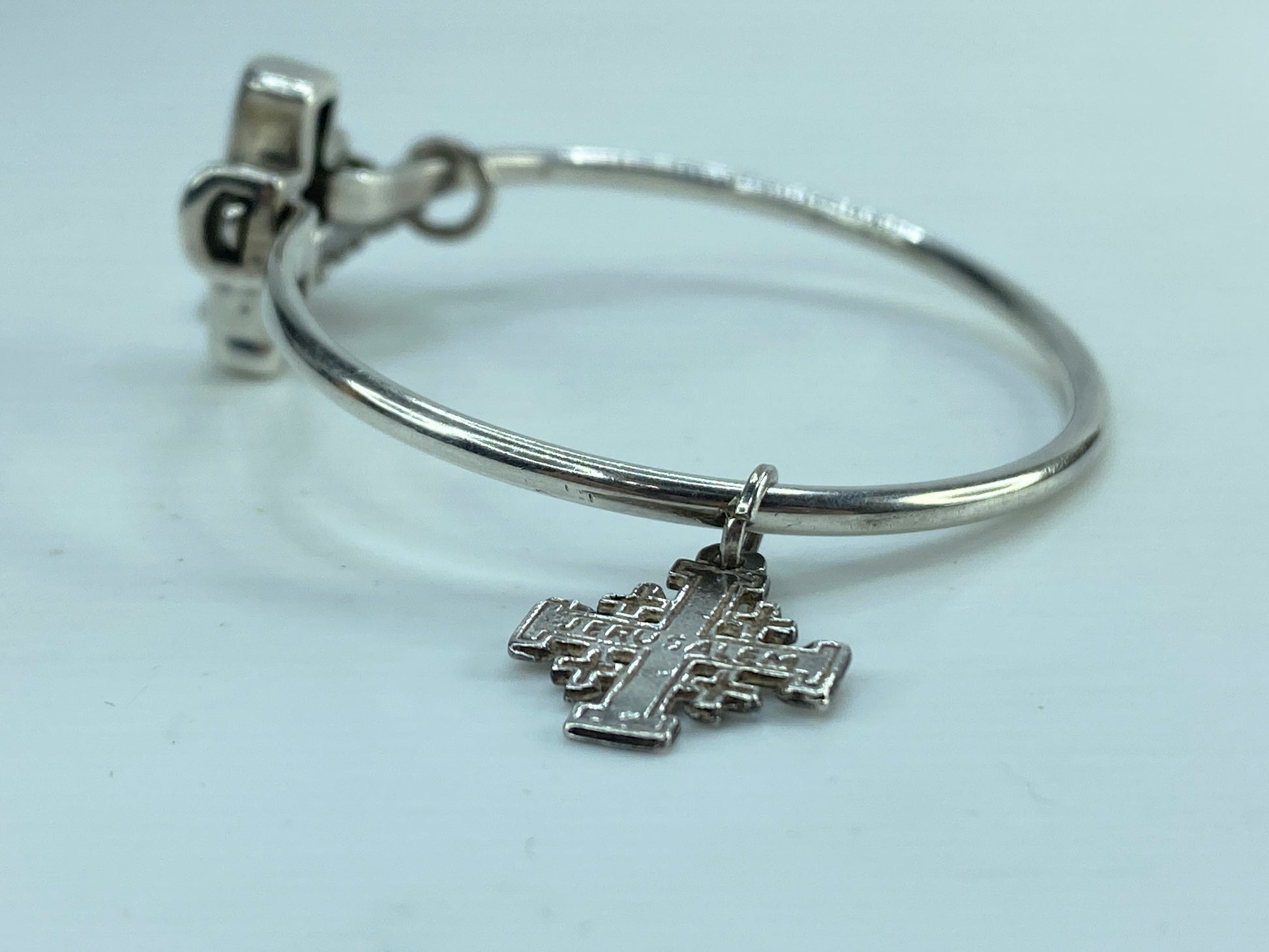 James Avery sterling St. Teresa Cross & Jerusalem Cross charms bangle 6.5" JR585