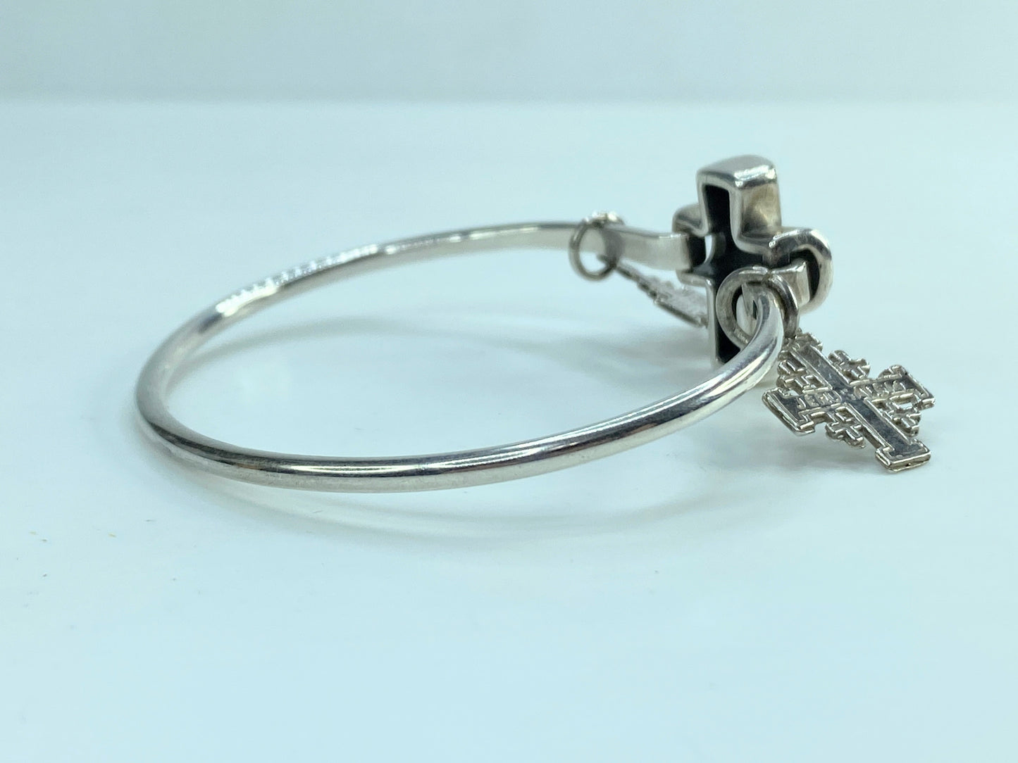 James Avery sterling St. Teresa Cross & Jerusalem Cross charms bangle 6.5" JR585