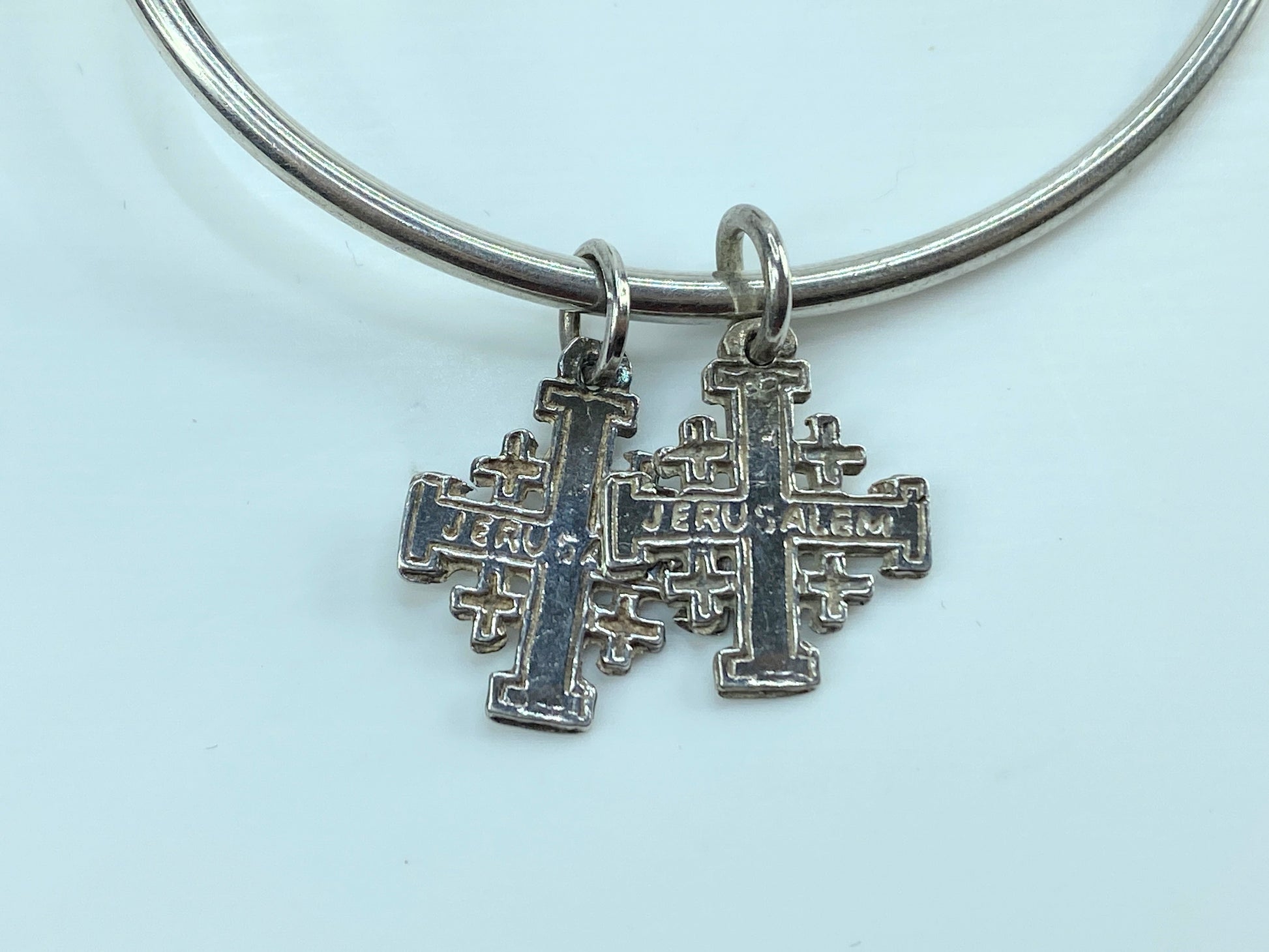 James Avery sterling St. Teresa Cross & Jerusalem Cross charms bangle 6.5" JR585