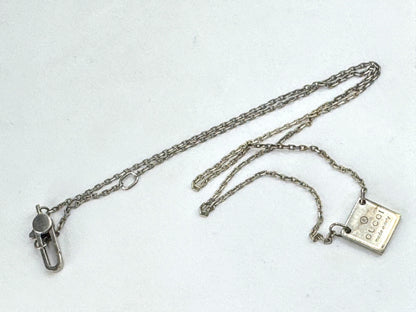 Vintage Gucci sterling silver tag pendant necklace 18" adjustable 6g 18" JR1904