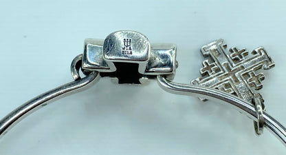 James Avery sterling St. Teresa Cross & Jerusalem Cross charms bangle 6.5" JR585