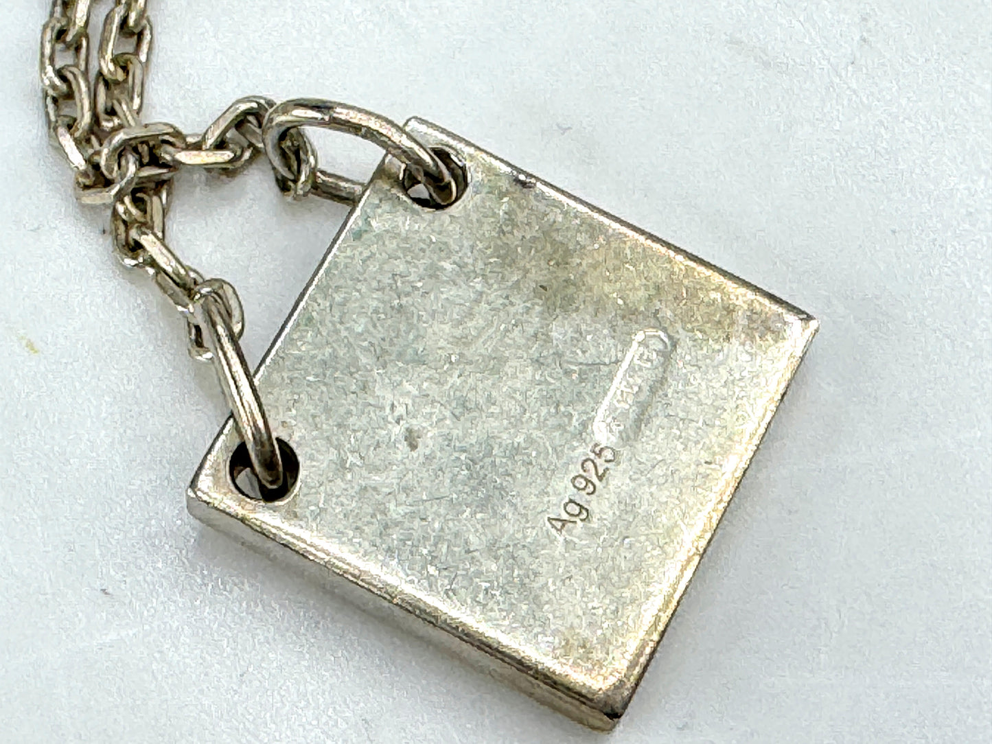 Vintage Gucci sterling silver tag pendant necklace 18" adjustable 6g 18" JR1904