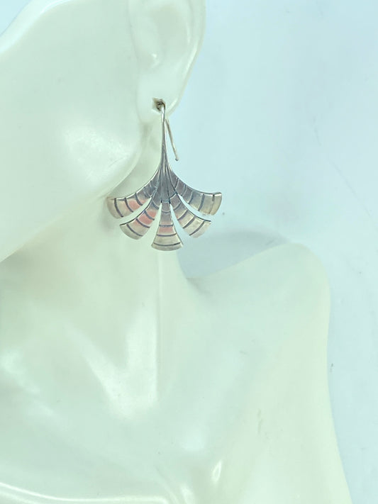 Retired James Avery Sterling Silver Gingko Leaf dangle Earrings 1.5" 6.6g JR586