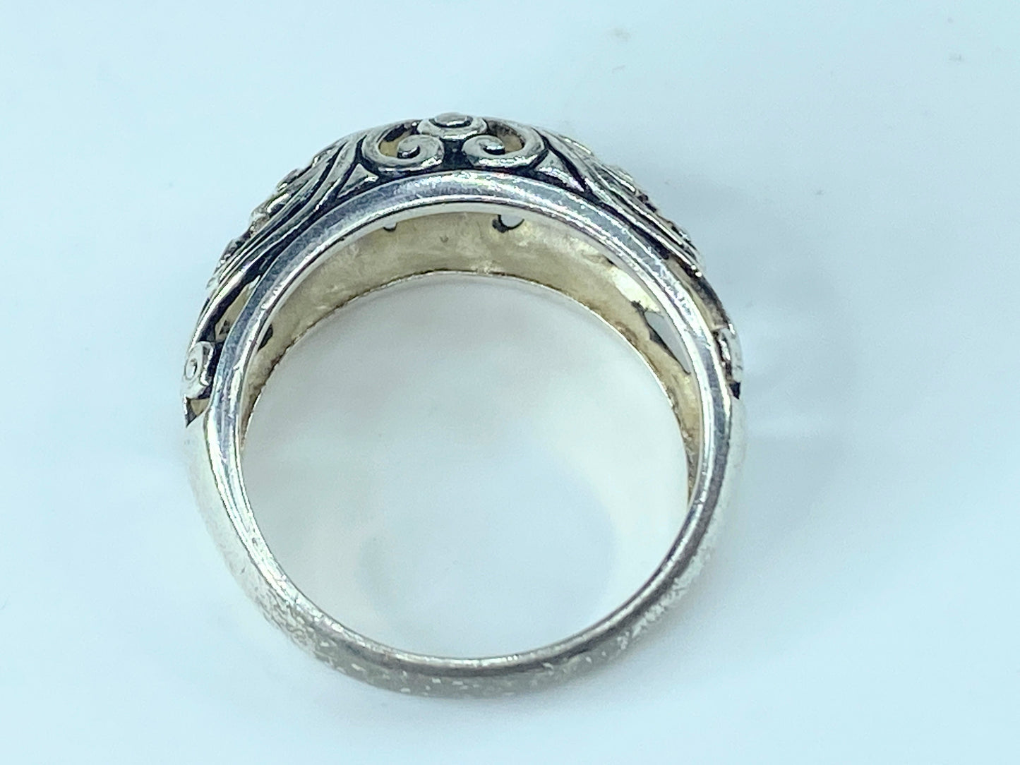 Sterling Silver Open Work Floral Dome ring  5g s8 JR8857