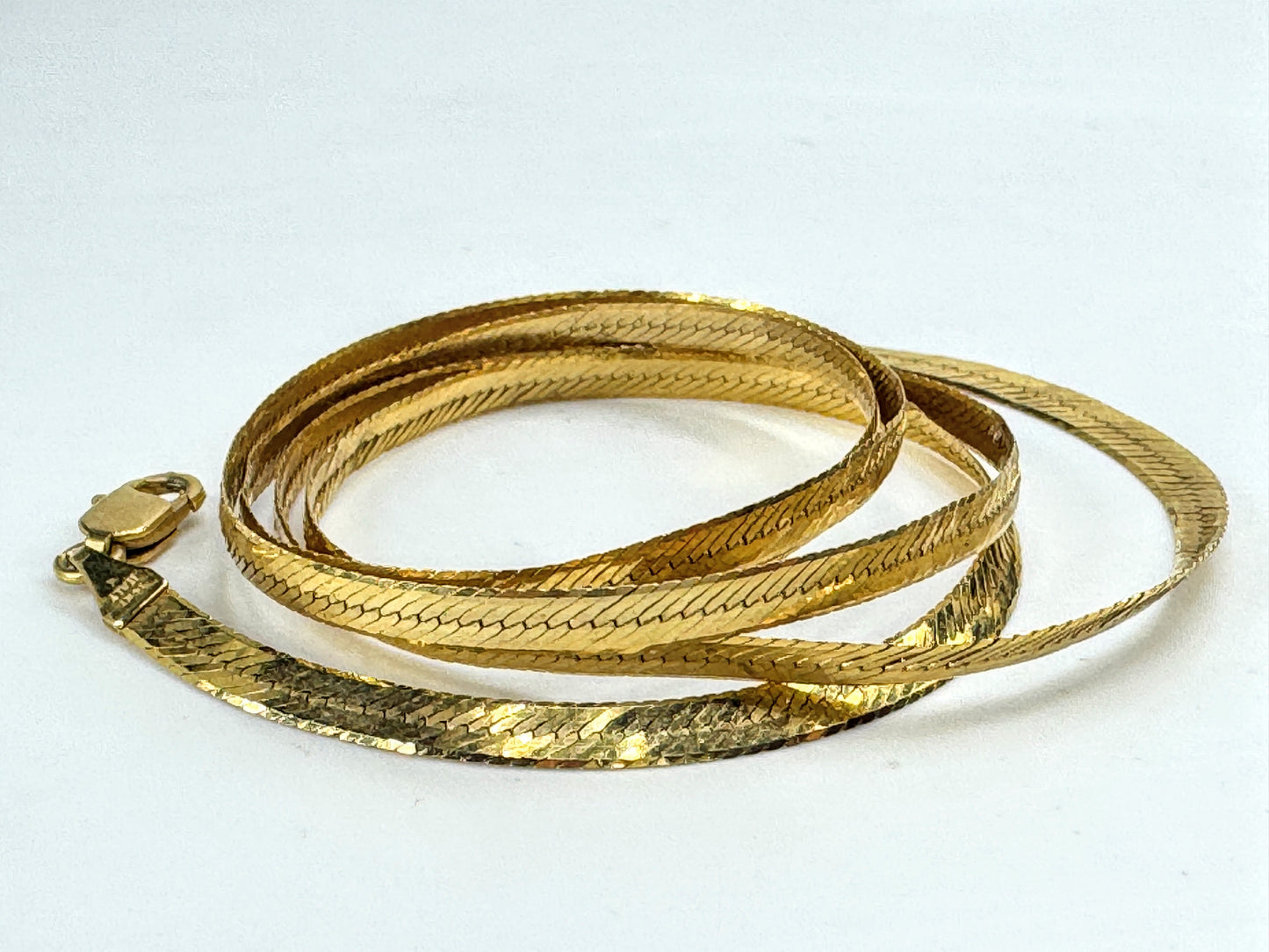 Vintage 14k Italy flat 3.25mm Herringbone Omega link chain necklace 24" JR1905
