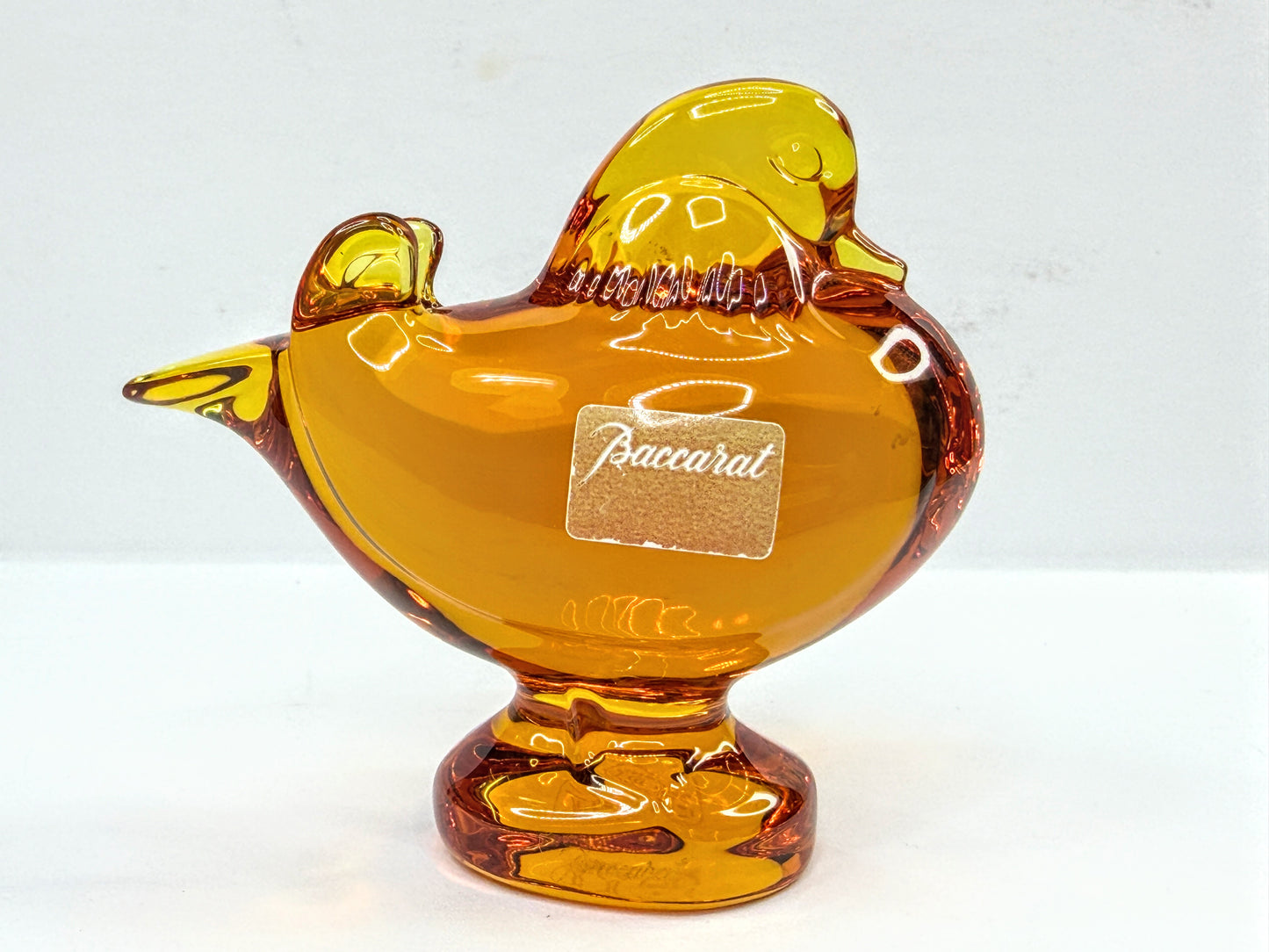 Baccarat Crystal Honey Orange Amber Mandarin Duck A1114