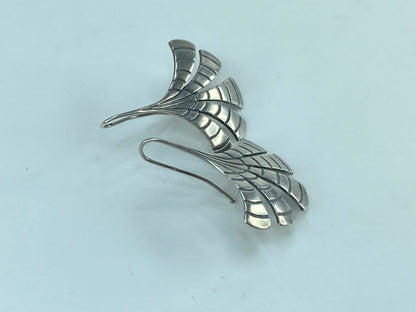 Retired James Avery Sterling Silver Gingko Leaf dangle Earrings 1.5" 6.6g JR586