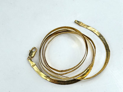 Vintage 14k Italy flat 3.25mm Herringbone Omega link chain necklace 24" JR1905