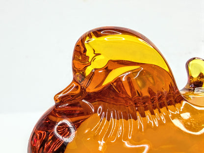 Baccarat Crystal Honey Orange Amber Mandarin Duck A1114