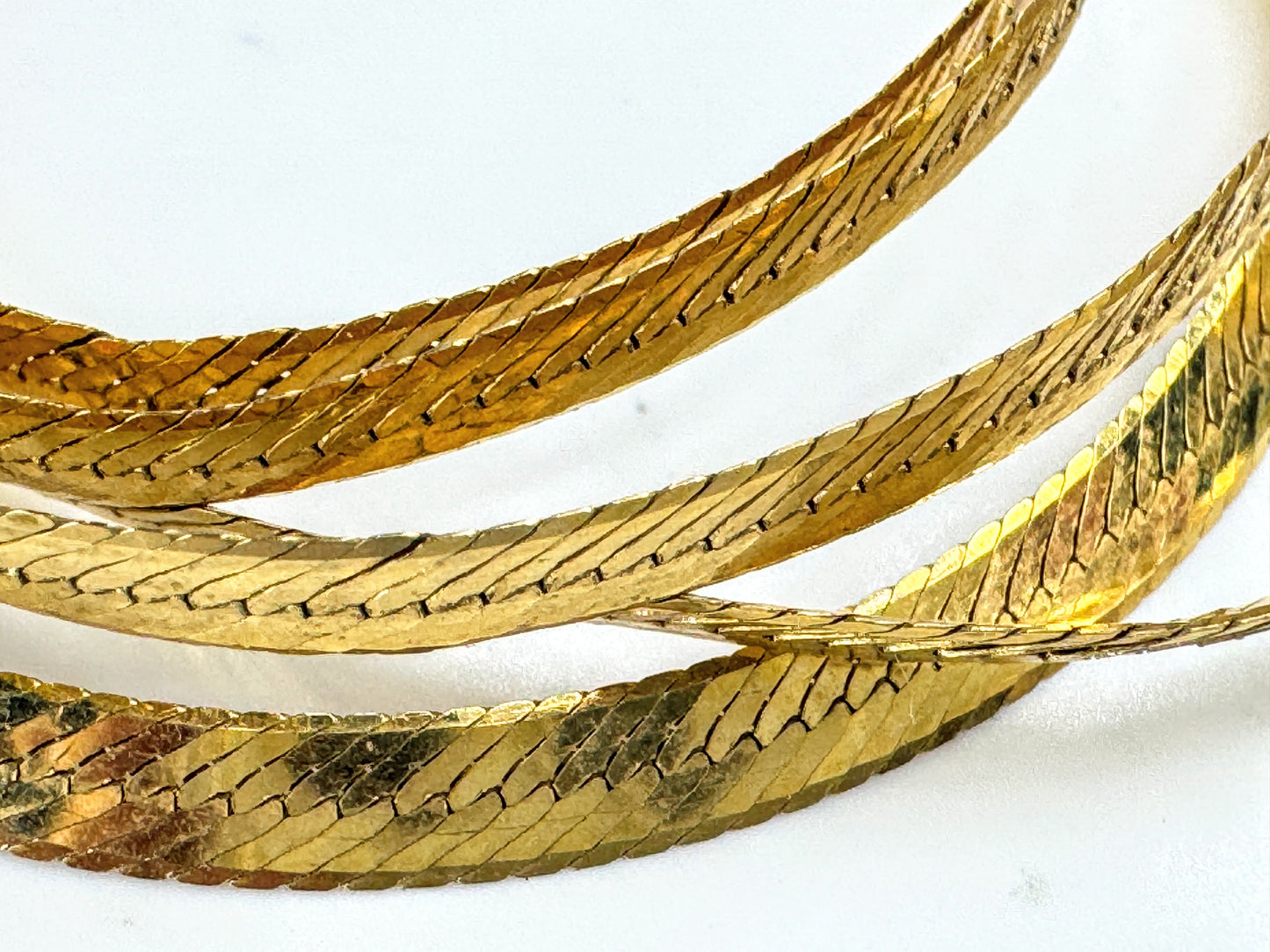 Vintage 14k Italy flat 3.25mm Herringbone Omega link chain necklace 24" JR1905