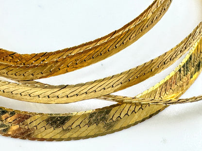 Vintage 14k Italy flat 3.25mm Herringbone Omega link chain necklace 24" JR1905