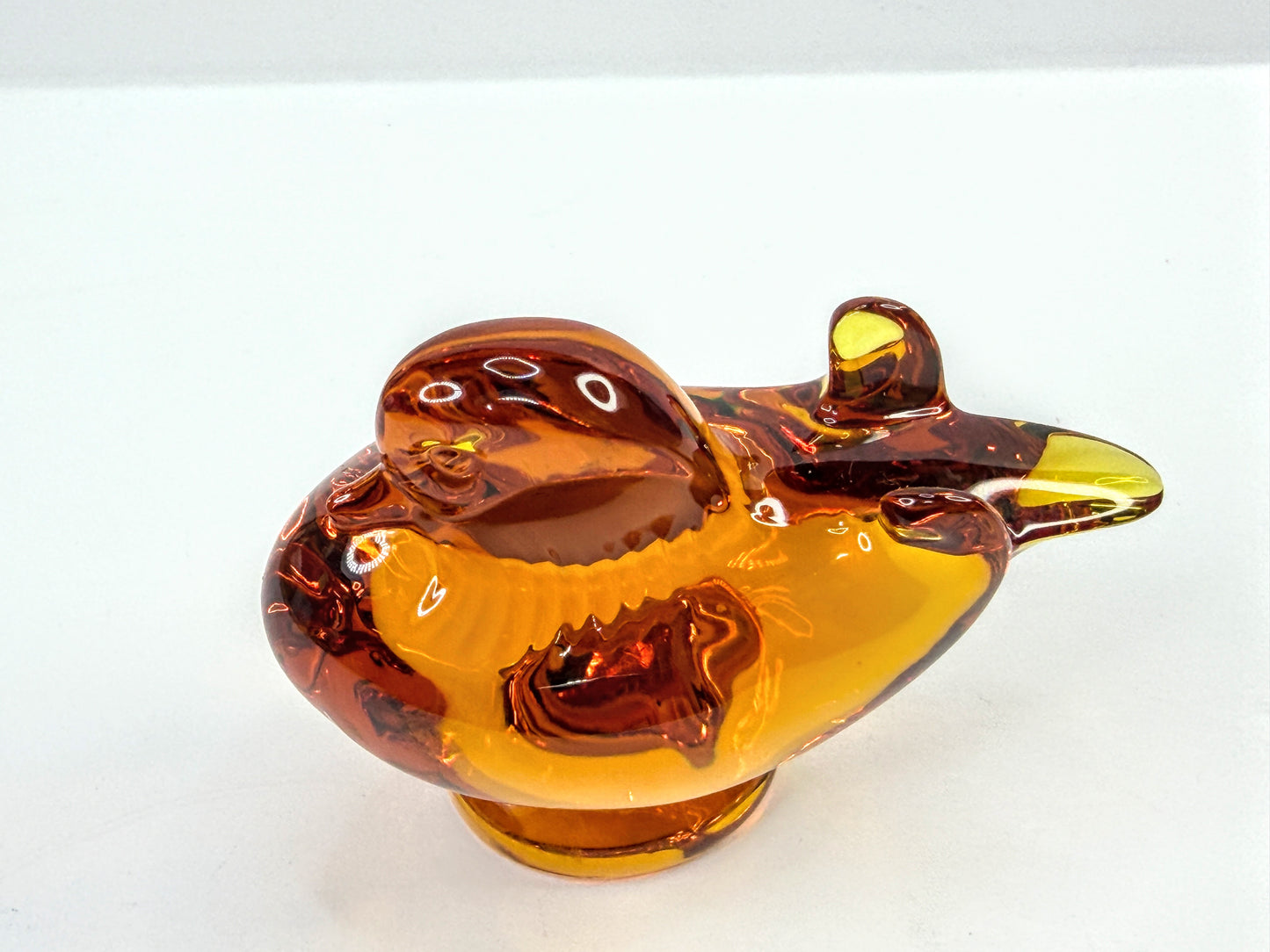 Baccarat Crystal Honey Orange Amber Mandarin Duck A1114